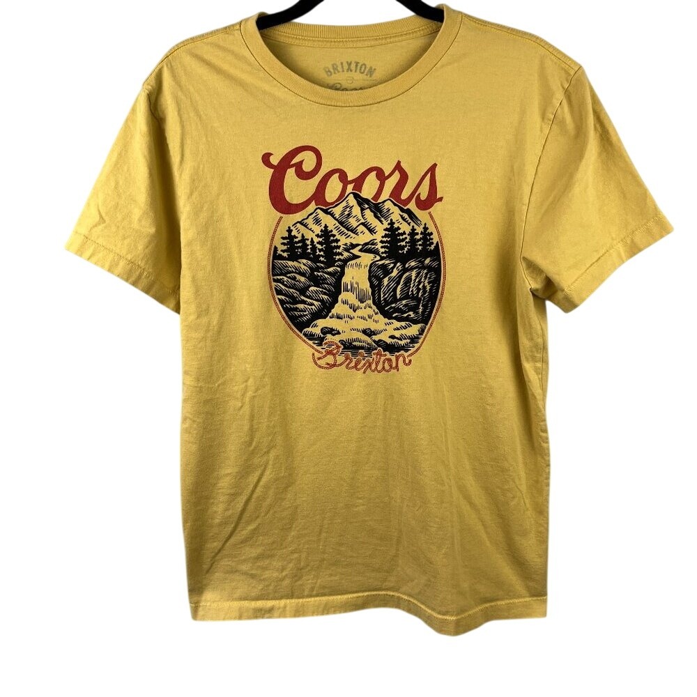 Brixton x Coors‎ Rocky Mens Short Sleeve Organic Cotton T-shirt in Gold Size M